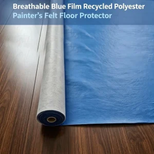Breathable Blue Recycled Polyester Painter Felt Floor Protector Breathable Blue Film Waterproof Floor Protection Roll
