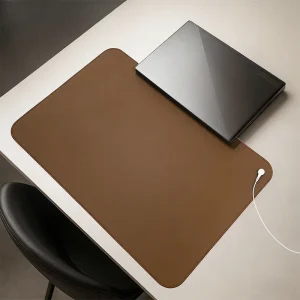 Brown Lamb Grain PU Leather Earthing Mat Conductive Anti Static Grounding Pad for Home Study Office Use OEM ODM Factory