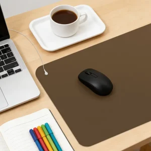 Brown Lamb Grain PU Leather Earthing Mat Conductive Anti Static Grounding Pad for Home Study & Office Wellness OEM ODM