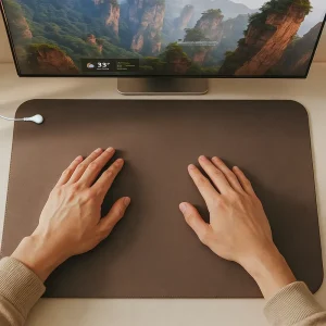 Brown PU Leather Conductive Grounding Mat with Fine Sand Texture Earthing Pad for Desk or Floor Use Factory Direct Supply