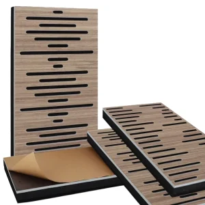 Brown Waterproof Acoustic Diffusion Sound absorbing Panel Self adhesive Wall Panel with Polyester Fiber Foam for Sound Studio