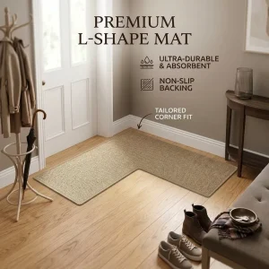 Bubble Grid Flax Floor Mat, L-Shaped, Ergonomic, 5mm Thick, Heavy Duty, Anti Slip Rubber Base, Washable