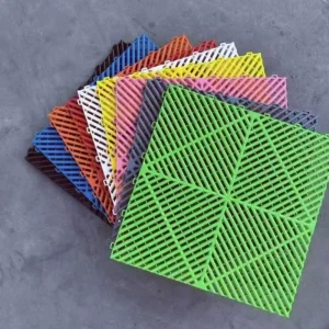 Car Wash Floor Grating Interlocking Garage Floor Tiles 400x400x18mm PP Modular Floor Mat for Auto Showroom Decor