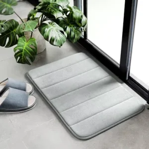 Carpet Bathmat Water Absorption Non Slip Stripe Memory Foam Backing Bathroom Bath Mat for Home