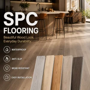 Carpet Vinyl Sheet SPC Waterproof Plank Wear Layer Acoustic Pad Anti Slip Surface Commercial Apartment OEM Manufacturer Export