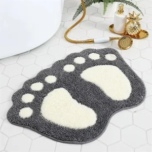 Cartoon Cute Foot Shape Polyester Tufted Absorbent Non Slip Bathroom Floor Mats and Rugs for Home & Hotel Use