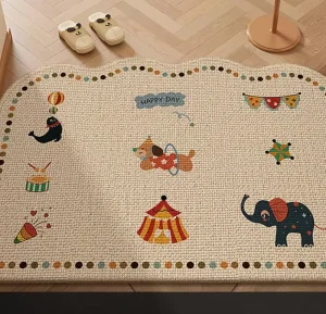 Cartoon Entrance Door Mat Indoor Doormat for Entryway Stain Resistant Non Slip Washable PET Friendly Rug Cuttable