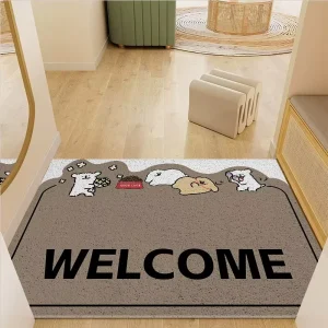 Cartoon Silk Circle Indoor PVC Loop-Pile Non-Slip Floor Mat, Cutting Service