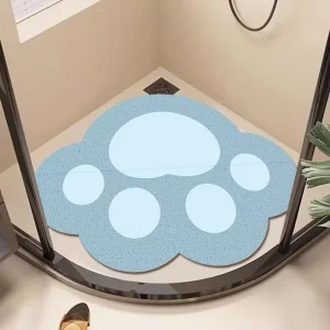 Cat Paw Shaped PVC Coil Bath Mat Hollow Drainage Anti-slip Shower Rug Safety Floor Pad for Bathroom Shower Room Household