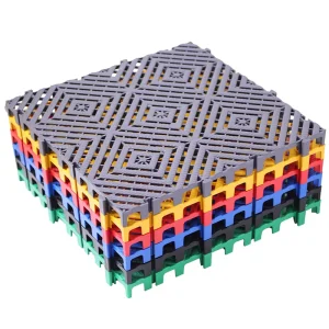 Checkered PP Vinyl Interlocking Garage Floor Tiles Waterproof Plastic Flooring