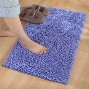 Chenille Solid-Color Absorbent Non-Slip Floor Mat for Bathroom, Bedroom, Kitchen, or Doorway, Machine-Washable, Modern Style