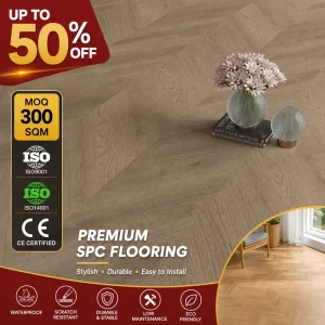 Chevron Plastic Vinyl Flooring Anti-Scratch 10mm 12mm SPC Vinyl Flooring for Commercial