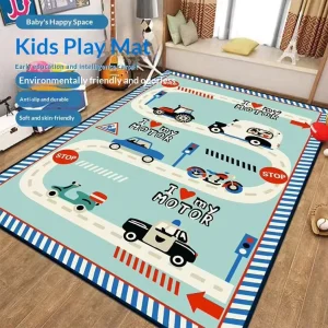 Children’s Crystal Velvet Machine-woven City Traffic Parking Lot Climbing Game Mat Early Education Mat