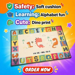Children’s Educational Crystal Fleece Carpet Mat with Non-Slip Backing Machine Washable Literacy Rug