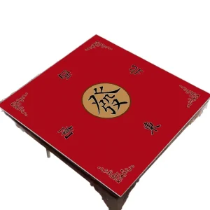 Chinese Style Mahjong Polyester Grid Pattern Non-Slip Coffee Table Mat