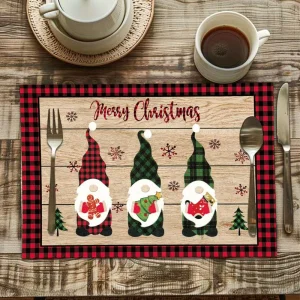 Christmas Decorative Polyester Rectangle Placemats New Printed Tableware Insulation Mats