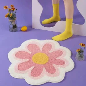 Circular Modern Polyester Floor Mat, Animal Print, Thin, Anti-Skid, Water-Absorbent and Dirt-Resistant
