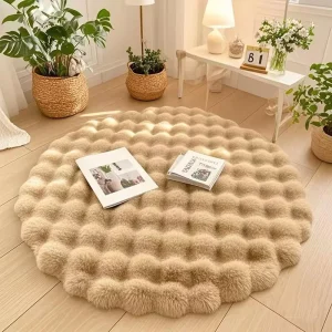 Circular Plush Floor Mat Bedroom Bedside Area Rug