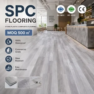 Click Lock SPC Flooring, High Gloss, Real Wood Texture, 7mm 8mm, Indoor Decoration