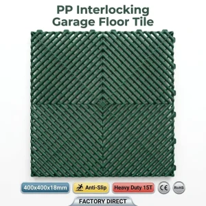 Click System Waterproof PP Interlocking Floor Tiles 400x400mm Modular Flooring for Office Gym and Garage