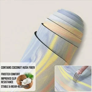 Coconut Shell Color-Blocked Yoga Mat Exercise Mat 5mm Natural Rubber Eco-Friendly Stain-Resistant Mesh Bag Strap