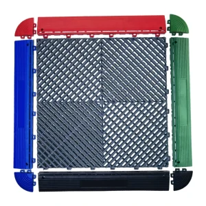 Colorful Anti-Slip 18mm Click-Lock Parquet Interlocking Garage Floor Tiles for Car Detailing Shop & Workshop PP Plastic Flooring
