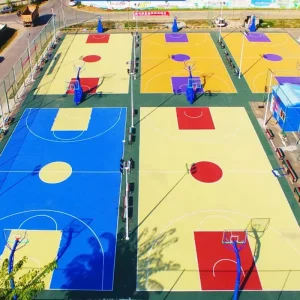 Colorful High Density Fireproof Indoor Athletic Silicone PU Basketball Tennis Sport Court Flooring Coating 8mm