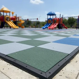 Colorful Interlocking Rubber Safety Tiles for Outdoor Playgrounds, Shock-Absorbing Fall Protection Play Mat for Children’s Areas