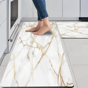 Colorful Modern Kitchen Rugs Mats 2-Piece Cushioned Anti-Fatigue PVC Non-Slip Waterproof Stain-Resistant Eco-Friendly Pet Friendly