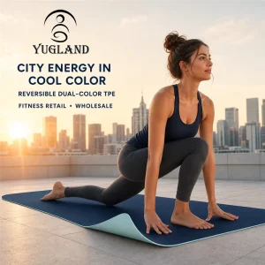 Commercial Chain Dual-Color TPE Yoga Mat Non-Slip Training Pad for Professional Gym