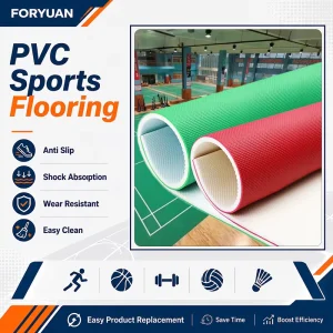 Commercial Grade Anti Slip Indoor PVC Sports Flooring Roll for Basketball Court Training Hall Projects