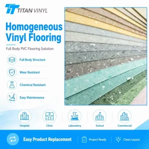 Commercial Grade Wear Resistant Hospital PVC Homogeneous Vinyl Flooring Roll for Operating Room Projects