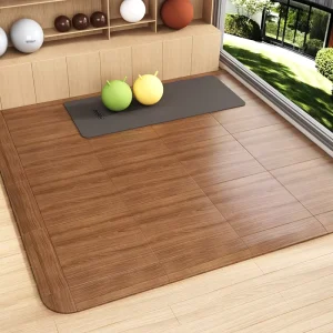 Commercial Grade Wood Grain Rubber Mat Shockproof Soundproof Gym Flooring for Weight Training Dumbbell Barbell Areas