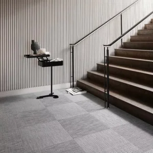 Commercial Grade Woven Vinyl Carpet Tiles Stain Resistant Fireproof Anti slip Flooring Tiles for Restaurant Bistro Dining Space