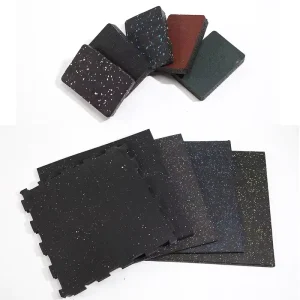 Commercial High Density Color Speckled Rubber Gym Flooring Tiles Shock Absorb Sound Deadening Exercise Mat Fitness Club Gym
