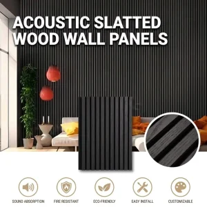 Commercial Office Modern Waterproof Acoustic Wall Wood Slat Panel with Acoustic Felt for Conference Rooms/Home/Media Room