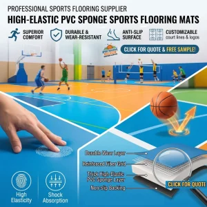 Compact Backing PVC Sports Flooring Roll Parquet Indoor Sports Gym Fitness Centers OEM Design