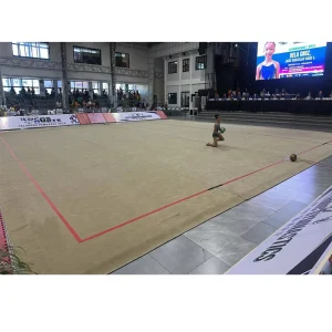Competition Type Rhythmic Gymnastics Exercise Floors (Spring-Type) 14.5m*14.5m Plywood Knitted Carpet Beige Shock-Absorbing