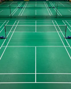 Complete Badminton Court Set With PVC Flooring Net Post and Badminton Net