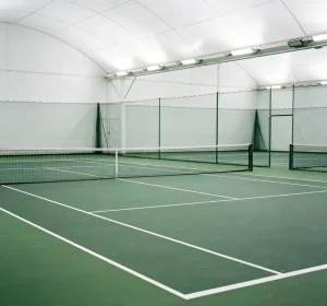 Complete Tennis Badminton Court Set with 4.5mm PVC Flooring Floor Mat ABS Net Post Over 5 Years Lifetime