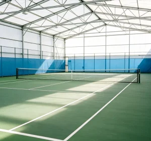 Complete Tennis Pickle Ball Volleyball Court Set with 4.5mm Waterproof PVC Flooring ABS Net Post Lifetime >5 Years