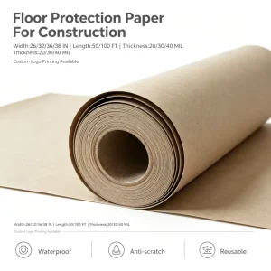 Construction Floor Protective Kraft Paper Roll Eco-Friendly Renewable Decor Protection Paperboard for Tile Wood Floor Covering