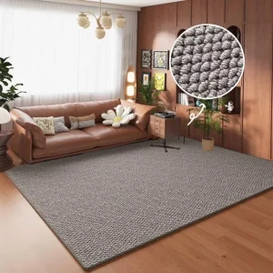 Contemporary Solid Color Polyester Tatami Rug Machine Woven Fluffy Floor Mat Cozy Home Blanket for Living Room & Bedroom