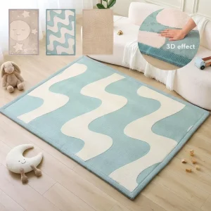 Coral Velvet Printed High-Density Memory Foam Kids Play Rug Easy-Care Soft Non-Toxic Japanese Tatami Mat