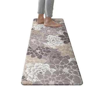 Cross Border Kitchen Floor Mat Water Absorbent Non Slip PVC Flower Pattern Chinese Classical Style Oil Resistant Wipe Clean Long