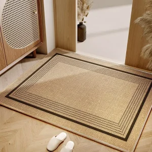 Cross border Modern Minimalist Square Linen Floor Mat Water absorbent Quick drying Non slip Doormat Entryway Foot scrubbing