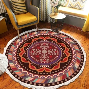 Cross-border New Mandala Ethnic Style Living Room Bedroom Coffee Table Carpet Floor Mat Polyester Cushioned Non-Slip