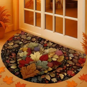 Cross-border for Dropshipping Autumn Thanksgiving Crystal Velvet American Country Style Plants Flowers Pattern Door Mat