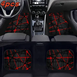 Crystal Velvet Car Floor Mats 4PCS Irregular Line Pattern Non Slip Absorbent Universal Fit Luxury Interior Decor Gift