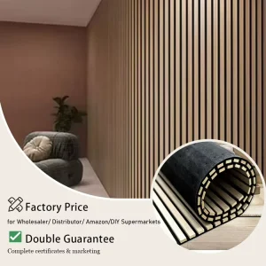Curved Wooden Slat Acoustic Panels Home Cinema Wall Panels MDF Polyester Fiber Sound Insulation NRC 0.85 European Modern Design